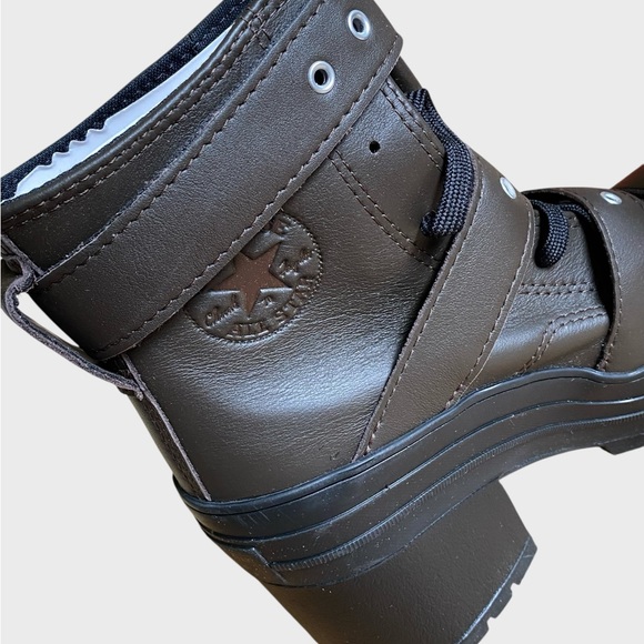 NWB Converse Chuck 70 De Luxe Heel Leather & Buckles Boots Women's Sz 5.5 Brown - Picture 11 of 16